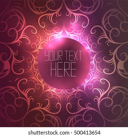 Round template with abstract vintage background and place for text. Vector element for presentations, postcards, and your design