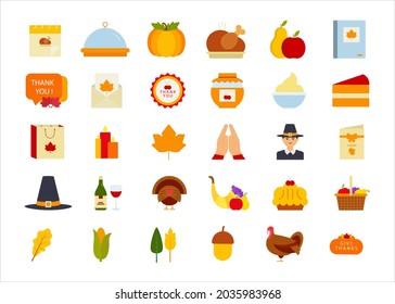 Round Template With Colorful Thanksgiving Icons. Colorful Sketch Style Greeting Card With Traditional Food, Leaves And Turkey Decoration. Vector.