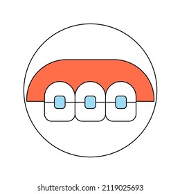 Icono de llaves dentales de plantilla redonda para dientes. Ilustración vectorial de arte plano.