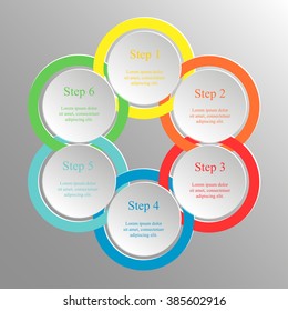 Round template for diagram, graph, presentation and chart. Business concept with 6 options, parts, steps or processes on blur vector background.