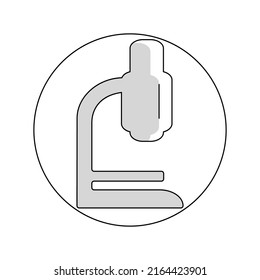 Das Forschungssymbol für das medizinische Mikroskop in runden Vorlagen. Medizinisches Design-Element einzeln auf weißem Hintergrund. Flache Kunst, Vektorgrafik.