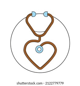Round template medical research icon. Flat Art vector Illustration.