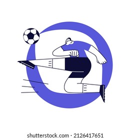 Round template with Soccer player kicking the ball. Sportsman in modern outline minimal design. Flat Art Vector Illustration