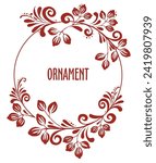Round template in vintage traditional Russian style. Branches in the form of stylized gooseberries. Vector ornament for decoration.