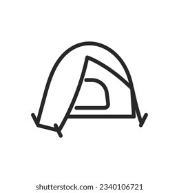 Round Tent Icon. Vector Linear Illustration of a Camping Shelter for Outdoor Adventure and Travel. Circular Dome Tent Camping Gear Symbol.