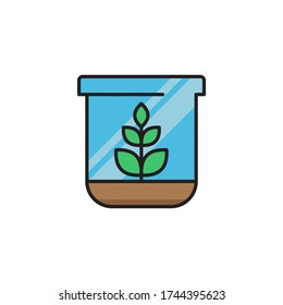 Round terrarium with plant flower vector icon symbol isolated on white background
