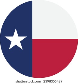 Bandera redonda de Texas aislada en fondo blanco. Ilustración del vector