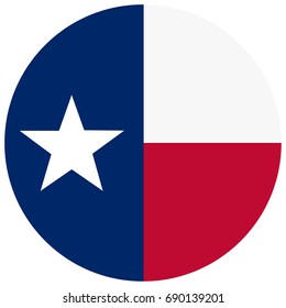 Round Texas state flag vector icon isolated on white background. USA Texas state flag button
