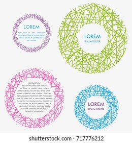 Round text frame with color chaotic line.