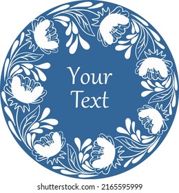 Round text frame with flowers