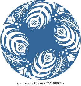 Round text frame with flowers. Vector illustration