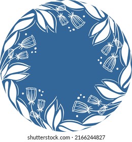 Round text frame with flowers. Vector illustration