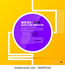 Round text frame template on bright yellow background in modern corporate style. EPS10