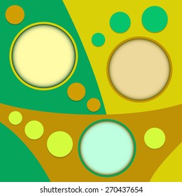 Round text holders on abstract background