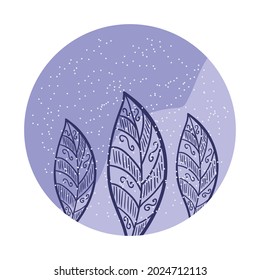 Round texture and floral doodle icons for social media stories. Set of various vector highlight covers for bloggers. Abstract vector winter backgrounds with hand draw leaves, snowflakes, falling snow