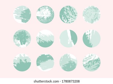 Round texture for social media stories. Set of various vector highlight covers. Abstract backgrounds.