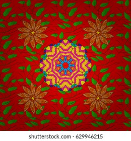 Round texture in Vector illustration. Floral ornament seamless pattern.