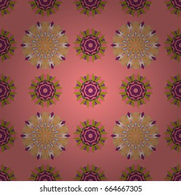 Round texture in Vector illustration. Floral ornament seamless pattern.