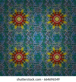 Round texture in Vector illustration. Floral ornament seamless pattern.