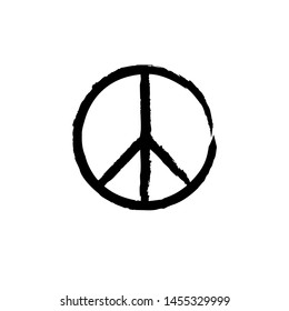 Round textured hippie peace sign for printing