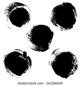 Round textured prints backgrounds with paint on paper set