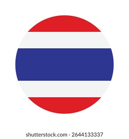 Round  Thailand Flag Icon –  Thailand Flag Circular Vector Badge with Standard Colors and National Symbol. Circle Flag Icon of  Thailand, Button Badge Icon.
