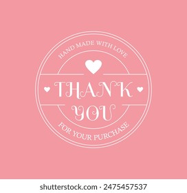 Round thank you sticker. Vector flat illustration.