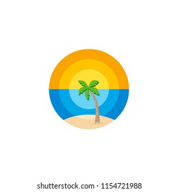 round theme logotype sunset sunrise summer holiday beach logo