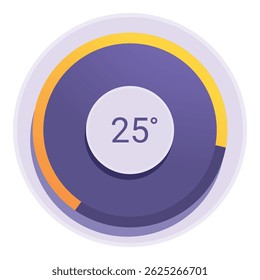 Termostato redondo mostrando ícone de configuração de temperatura, estilo plano