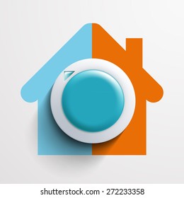 Round Thermostat For Temperature Control. Vector Image.