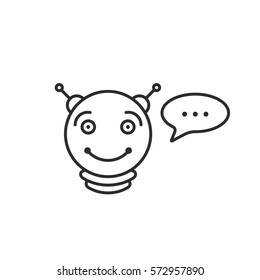 round thin line chatbot icon. concept of call, assistant face, agent, interactive speak, dialogue, script, ai, contact, spam. contour style trend modern black logo graphic design on white background
