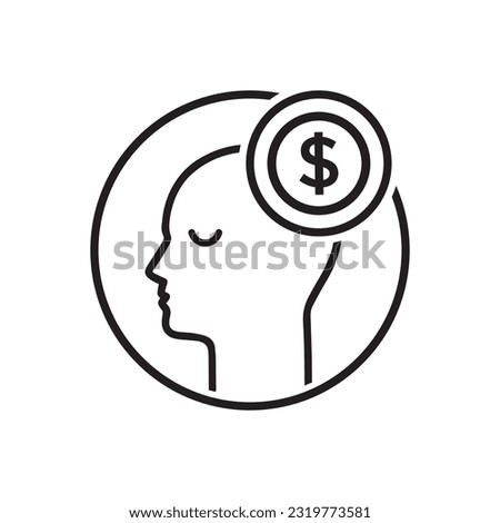 round thin line rich man logo. linear flat style trend modern logotype graphic art design on white background. concept of thoughts of wealth and personal success or male dreams of big earnings