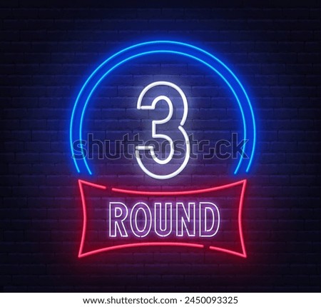Round Third neon sign on brick wall background.
