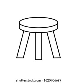 Round Three Legged stool outline icon. Clipart image isolated on white background