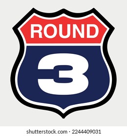 Round Three Logo for boxing or football tournament sports vector illustration