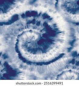 Round Tie Dye Swirl. Dyed Circle Tie Dye. Tie Dye Print Swirl. Spiral Seamless Repeat. Seamless Indigo Tie Die. Vector Old Pattern. Grunge Batik. Blue Swirl Watercolor. Dirty Seamless Grunge.