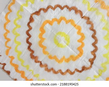 Round Tie Dye. Watercolor Wave Vector. Brown Yellow Circle. Pastel Tie Dye. Watercolor Brush Paint. Abstract Brush Swirl Background. Vector Dyed Print. Round Stripe Texture. Watercolor Colorful Peace