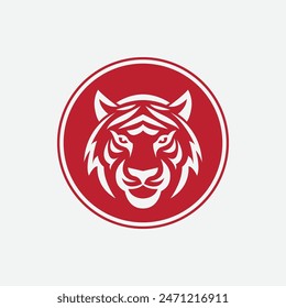 Round Tiger Head Logo Vector Illustration