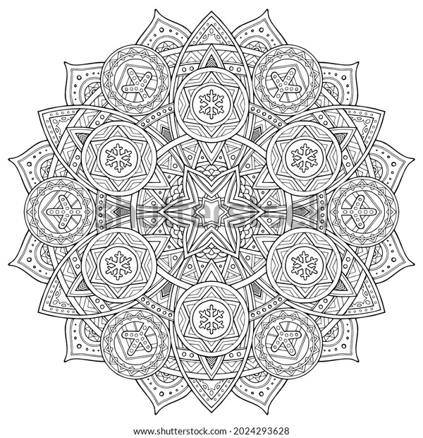 Round Tile Style Boho Zentangle Doodle Stock Vector (Royalty Free