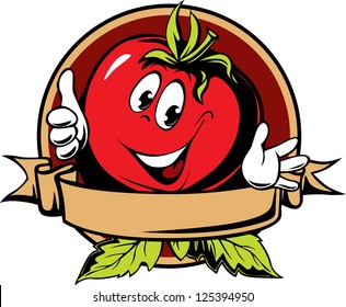 Round Tomato Cartoon Label