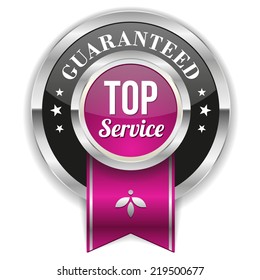 Round top service badge with metallic border and purple ribbon