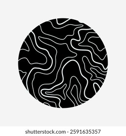 Round topography planet shapes background. Abstract circle wavy lines pattern design element. Topographic contour map texture. Stylized geographic landscape backdrop vector illustration