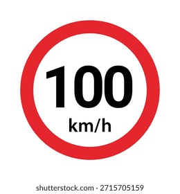 Sinal de trânsito redondo, Limite de velocidade 100 km/h.