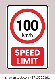 Round traffic sign, Speed limit 100 kmh.