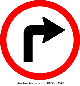 Round traffic sign, Turn right. Allow traffic right or go right side only.