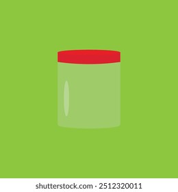 Round transparent glass can vector illustration. Translucent plastic jar for food, cookies 