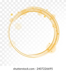 Round Transparent Gold Shiny Frame on A White Transparent Pattern, Ready for PNG, Vector Illustration