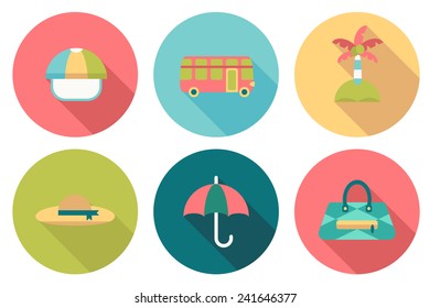 Round travel flat colour Icons with shadow