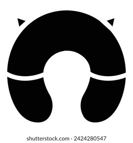 Rundreise-Kissen-Symbol. Line Art Logo von aufblasbarem Kissen für Nacken, Ruhe und Schlaf. Schwarze Illustration von Zubehör für Transport, lange Reise und Reise.