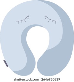 Round travel pillow. Inflatable pillow for neck, rest and sleep, transport, long journey and trip. Hand drawn illustration.